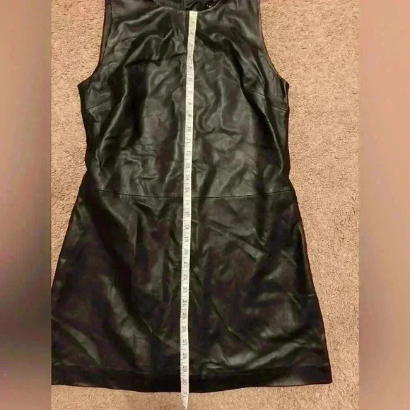 7 For All Mankind Leather Sleeveless mini Dress Navy Blue large whimsygoth biker - Picture 12 of 16